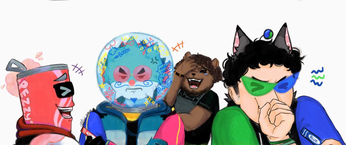 _via_1512's tweet image. A drawing from a month ago lol, I&apos;ll keep uploading more drawings about them (⁠ ⁠╹⁠▽⁠╹⁠ ⁠)
(I actually already changed their designs a bit xd)
#pezzyfanart #elasticdroidfanart #grizzyfanart #bigpufferfanart #cloolessfanart