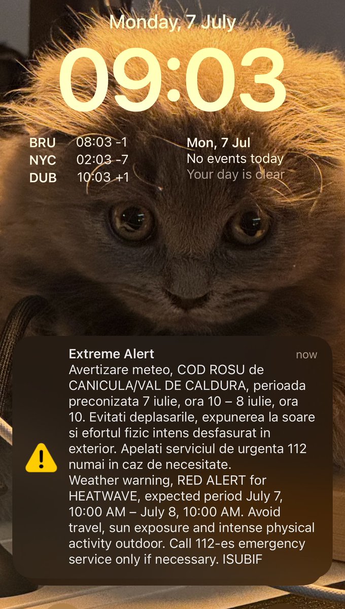 itshd__'s tweet image. Huge thanks to Apple for blowing out my ear drums mid sleep

Nothing beats being brutally woken up from your slumber by the most gut wrenching, PTSD inducing 100+ decibel SIREN to alert you that..

*checks notes* its gonna be hotter than usual today

👍
