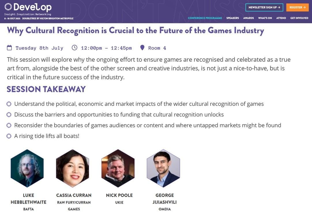 lukethehebble's tweet image. Hyped to be at Develop:Brighton this week catching up with old pals and new!
We have a BAFTA stand in the expo and I'll be hosting this ace chat with the inimitably insightful @NickPoole1, @CassiaCurran and @GioKinto
📅 Tuesday 8th July | 🕛 12:00pm | Room 4
🎮🤩