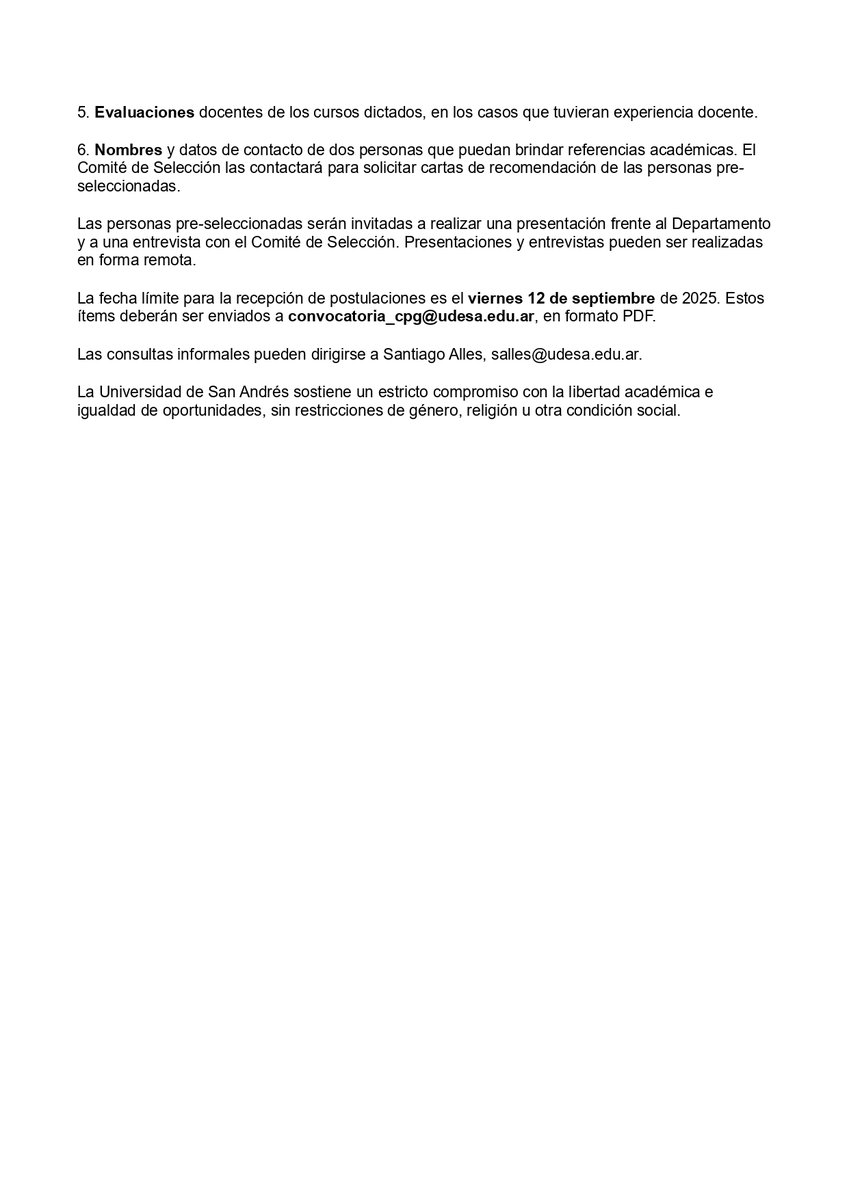 Política e Internacionales UdeSA (@cpgyrrii_udesa) on Twitter photo 📢 ¡Convocatoria abierta! Buscamos profesor/a-investigador/a full time para Ciencia Política y Gobierno.
📍 Concurso abierto hasta el 12 de septiembre. Inicio: febrero 2026.
📄 Consultá las bases: shorturl.at/2Z706
💬 ¡Sumate al equipo docente de <a href="/UdeSA/">Universidad de San Andrés</a>! 📢 ¡Convocatoria abierta! Buscamos profesor/a-investigador/a full time para Ciencia Política y Gobierno.
📍 Concurso abierto hasta el 12 de septiembre. Inicio: febrero 2026.
📄 Consultá las bases: shorturl.at/2Z706
💬 ¡Sumate al equipo docente de <a href="/UdeSA/">Universidad de San Andrés</a>!