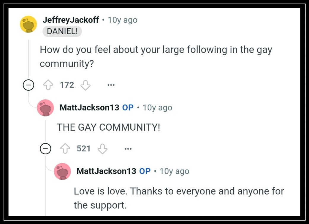 Just found this old gem from a Young Bucks AMA.
A fan asked about their LGBTQ+ fanbase…

Matt: "LOVE IS LOVE"❤️🏳️‍🌈

Utter Legends!

#AEW #AEWAllInTexas #Elite #YoungBucks #foundingfathers