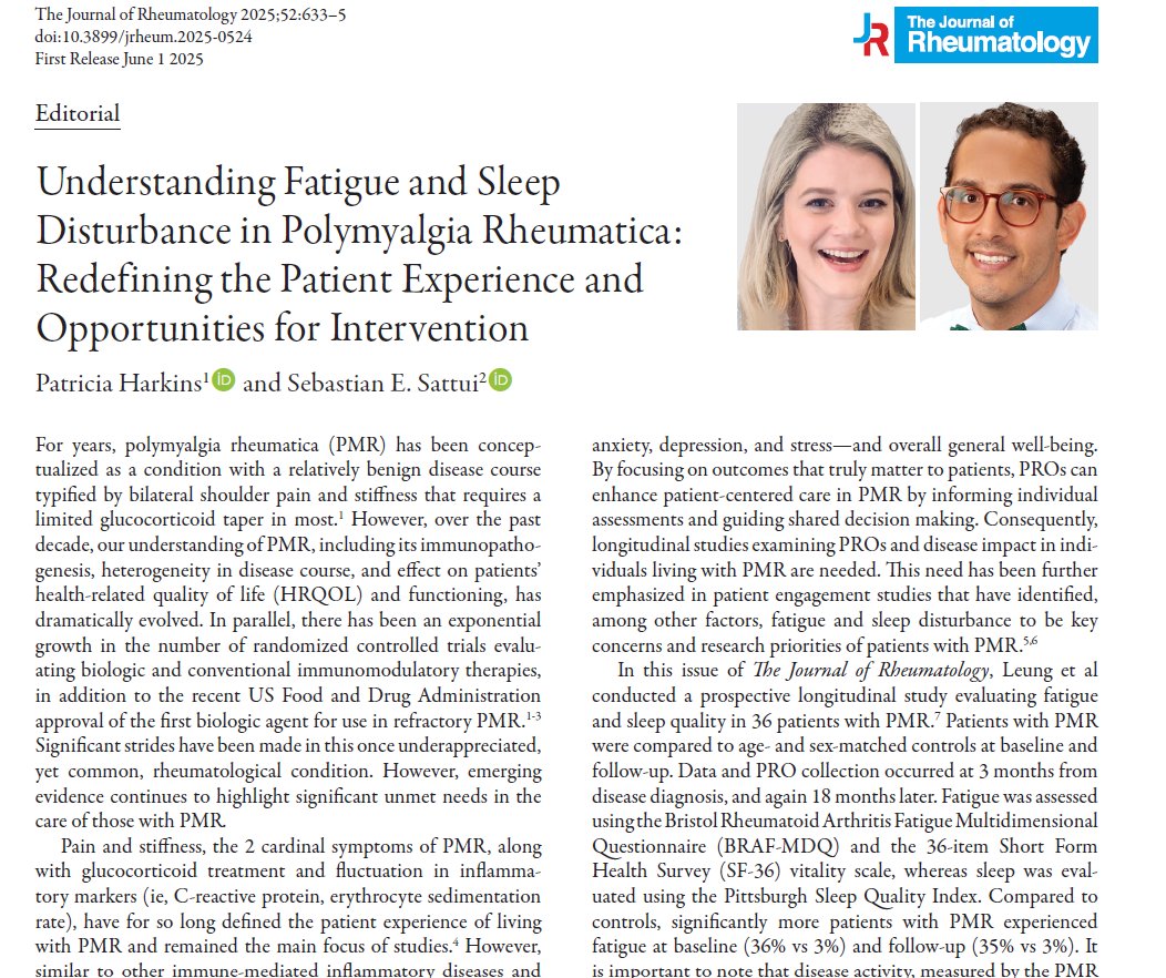 The Journal of Rheumatology (@jrheum) on Twitter photo Editorial
Understanding Fatigue and Sleep Disturbance in Polymyalgia Rheumatica: Redefining the Patient Experience and Opportunities for Intervention
📖 doi.org/10.3899/jrheum…
<a href="/DrTrishHarkins/">Patricia Harkins</a>
#fatigue #sleep #polymyalgiarheumatica Editorial
Understanding Fatigue and Sleep Disturbance in Polymyalgia Rheumatica: Redefining the Patient Experience and Opportunities for Intervention
📖 doi.org/10.3899/jrheum…
<a href="/DrTrishHarkins/">Patricia Harkins</a>
#fatigue #sleep #polymyalgiarheumatica