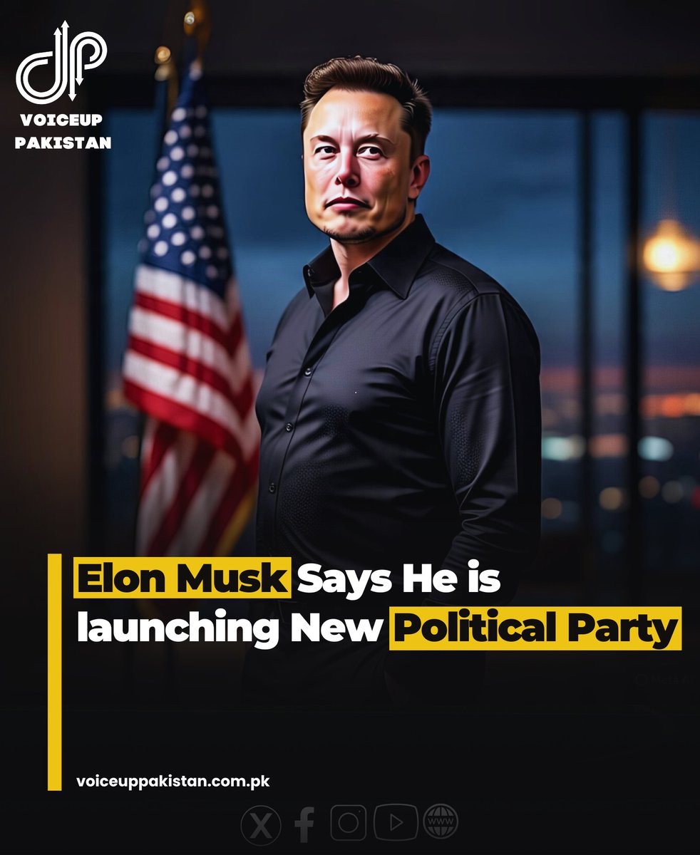 VoiceupPakistan's tweet image. Elon Musk, an ex-ally of US President Donald Trump, said on Saturday he had launched a new political party in the United States to challenge what the tech billionaire described as the country’s “one-party system.”

#ElonMusk #Announced #Launching #New #PoliticalParty