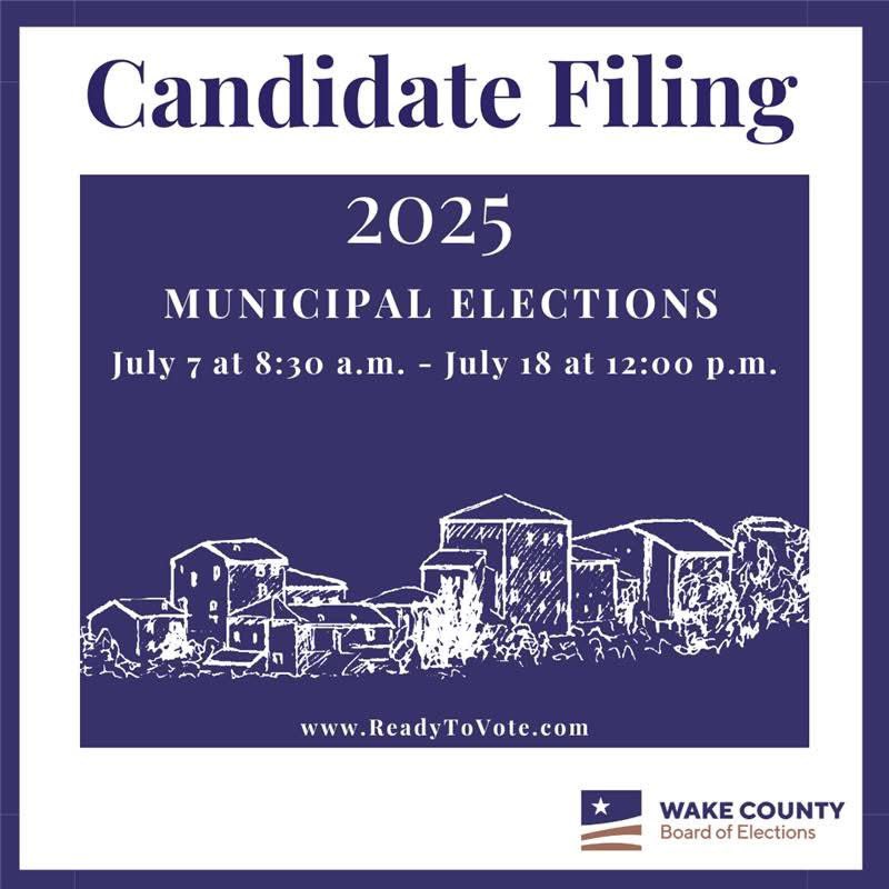 Today is the first day for filing for the 2025 Municipal Elections in Wake County. Let’s go! 🇺🇸

#ncpol #municipals #leadright