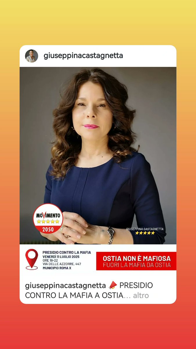 📣 PRESIDIO CONTRO LA MAFIA A OSTIA

L'11 luglio alle ore 19:00 in Via delle Azzorre 447, unisciti a noi per dire NO alla criminalità organizzata.

Per adesioni 👇
forms.gle/D4a2LVLK8bLg3n…

Evento facebook 👇
facebook.com/share/1FtZZeHG…