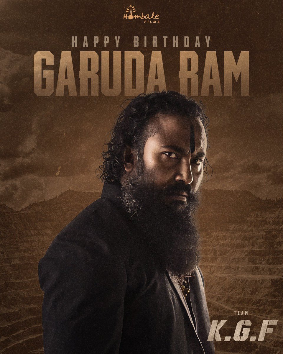 K.G.F (@kgfthefilm) on Twitter photo Here’s to a fierce and powerful performer.
Wishing the dynamic <a href="/GarudaRaam/">Garuda Ram</a> an action-packed birthday! 💥
– Team #KGF Here’s to a fierce and powerful performer.
Wishing the dynamic <a href="/GarudaRaam/">Garuda Ram</a> an action-packed birthday! 💥
– Team #KGF