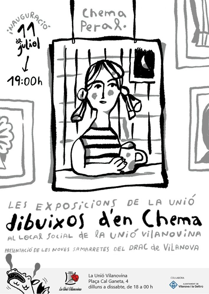 Us convidem el proper divendres 11 de juliol a les 19:00 h. A la inauguració de l' exposició de dibuixos d´en Chema Peral . Autor de les samarretes del drac d´enguany. Durant l’ acte es farà la presentació de les noves samarretes del drac.