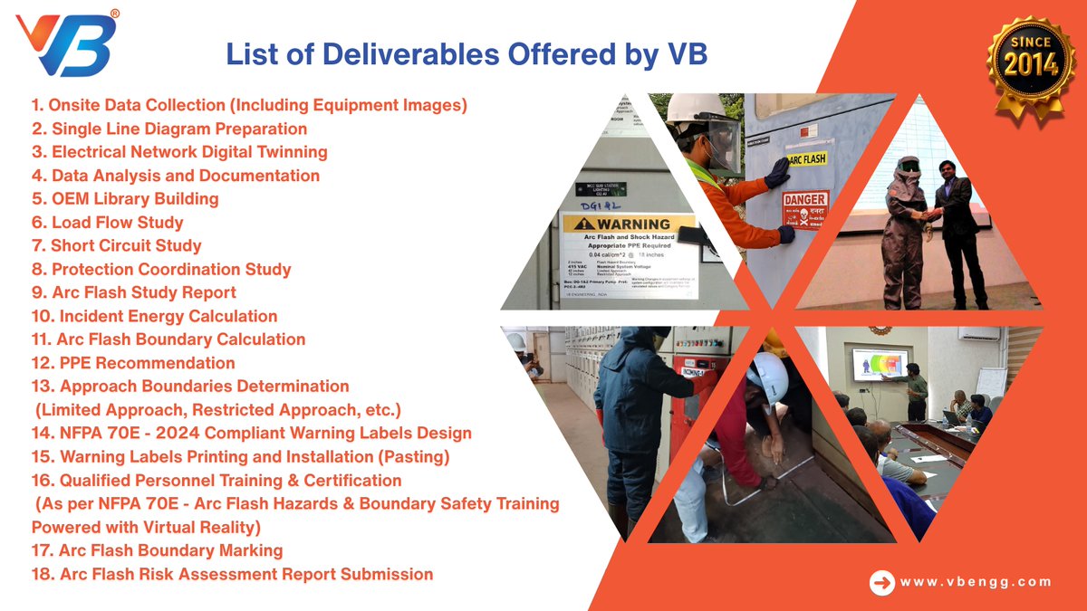 TheGroupVB's tweet photo. Is Your Workplace Ready for an Arc Flash Incident? ⚠️
Since 2014, VB Engineering has led the way in Arc Flash Analysis across India—protecting lives, assets, and operations.
 https://t.co/OJHmmgxqHq
#ArcFlash #ElectricalSafety #NFPA70E #WorkplaceSafety #VBEngineering https://t.co/jCFYXoDBL8