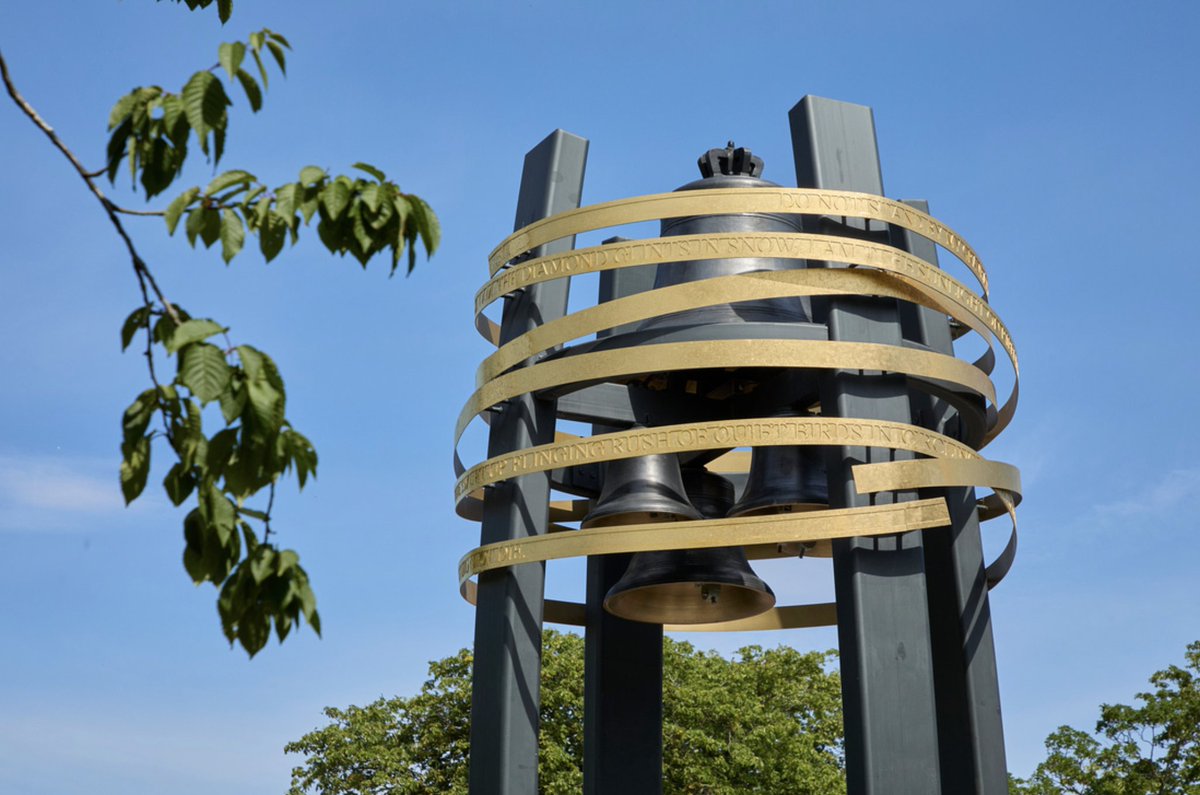 VertigoCreativ's tweet photo. The sound of the #HopeBell ringing out for the first time 💛
A powerful moment at the unveiling in Queen’s Park, Loughborough on Friday.
Designed &amp; delivered by our team for @CharnwoodBC, the memorial honours lives impacted by Covid and offers a space for reflection and hope. https://t.co/fADOHOi4OZ