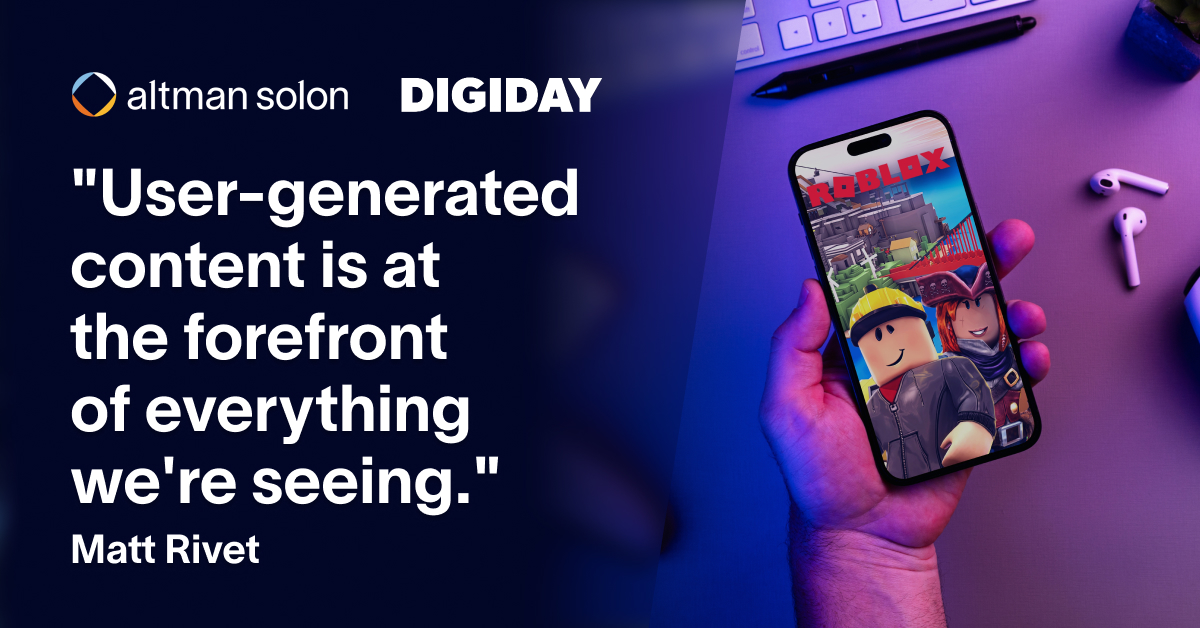 📺 What <a href="/YouTube/">YouTube</a> did for TV, <a href="/Roblox/">Roblox</a> is doing for gaming.
Matt Rivet shared with <a href="/Digiday/">Digiday</a>’s Alexander Lee what this means for brands hoping to reach the next wave of consumers.
 🔗 Read more: altmnsol.co/4lzpLEw
 #Gaming #CreatorEconomy #AltmanSolon