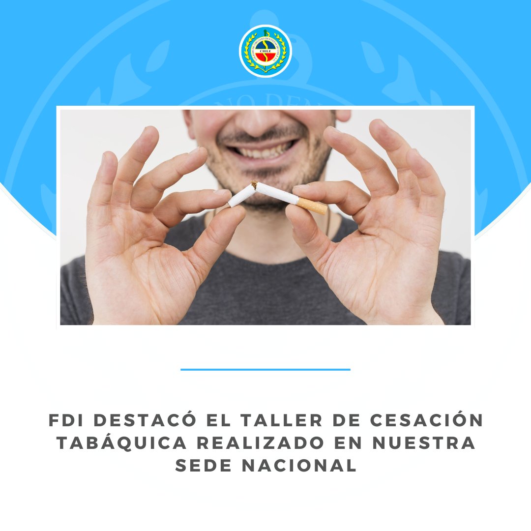 🦷🚭 | FDI destacó el taller de cesación tabáquica realizado por nuestro Departamento de Vinculación con el Medio, en conjunto con @bocasmasquedientes.

Revive las charlas en nuestro canal de Youtube.

colegiodentistas.cl/inicio/2025/07…