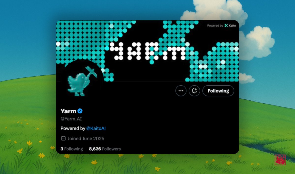 wang (@harumwewangi) on Twitter photo does anyone know about <a href="/Yarm_AI/">Yarm</a> ?
this project say it is powered by <a href="/KaitoAI/">Kaito AI 🌊</a>
this project only follow <a href="/KaitoAI/">Kaito AI 🌊</a> , <a href="/Punk9277/">Yu Hu 🌊</a> and <a href="/0xWenMoon/">WenMoon 闻月 💚</a>
any clue about this? or maybe <a href="/koolcryptovc/">KOOL CRYPTO (Ø,G)</a> knows? does anyone know about <a href="/Yarm_AI/">Yarm</a> ?
this project say it is powered by <a href="/KaitoAI/">Kaito AI 🌊</a>
this project only follow <a href="/KaitoAI/">Kaito AI 🌊</a> , <a href="/Punk9277/">Yu Hu 🌊</a> and <a href="/0xWenMoon/">WenMoon 闻月 💚</a>
any clue about this? or maybe <a href="/koolcryptovc/">KOOL CRYPTO (Ø,G)</a> knows?