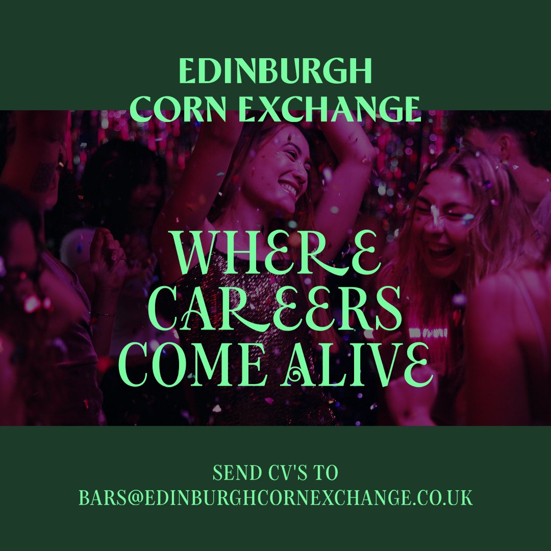 EdinburghCornEx's tweet image. Edinburgh Corn Exchange wants you!
Academy Music Group is on the hunt for bar staff to join our busy Edinburgh team. Feel you have the skills to join our team send us a CV to bars@edinburghcornexchange.co.uk.