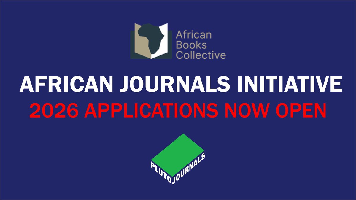 Pluto_Journals's tweet image. 📣Calling #Humanities & #SocialScience journals, in #Africa: Apply to the African Journals Initiative 2026 bit.ly/AJI2026-Apply.
AJI works to enhance journals’ profile & discoverability, increase usage & submissions & mobilise academic libraries & consortia financial support.