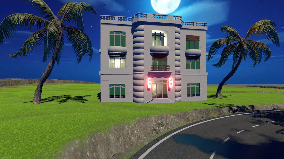 Kranskagora beach-Picassou house with neons, the night, built in.
#gamedev #indieGameDev #indieGame #Simracing #track #race #hungame #car