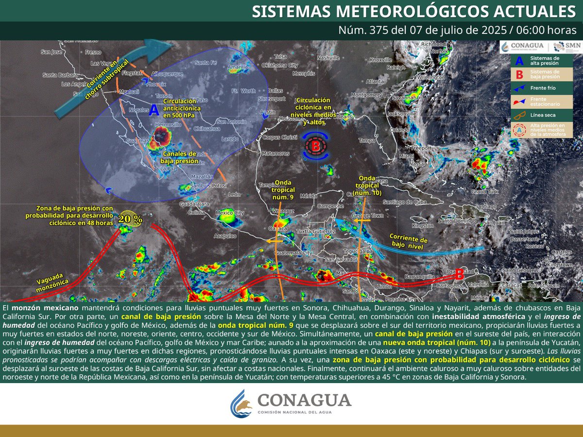 ⛈️ ¡Atención Quintana Roo!

Se pronostican lluvias fuertes a muy fuertes, chubascos intensos, rachas de viento de hasta 40km/h descargas eléctricas ⚡️ y posible caída de granizo en algunas zonas de la península de Yucatán, incluyendo a #QuintanaRoo, debido a la nueva onda