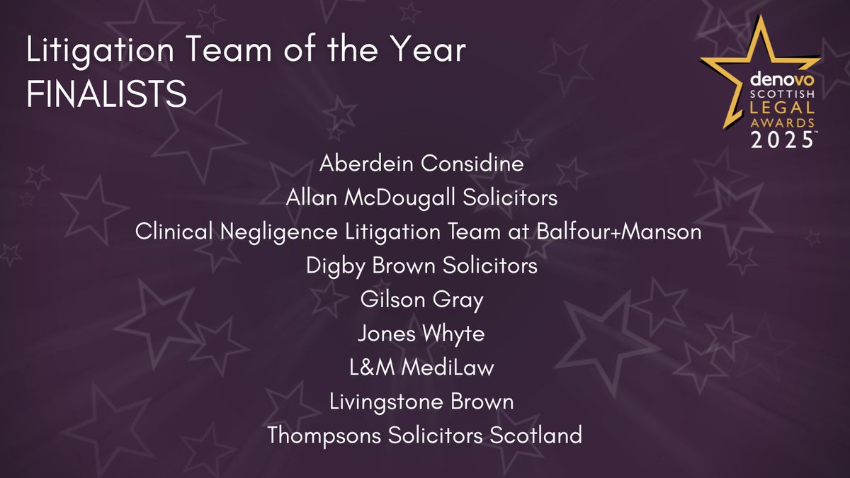 LegalAwards's tweet image. Here are the impressive finalists for Litigation Team of the Year, sponsored by Hamiltons Law Accountants:
Weβll be honouring their hard work on 18th September in Glasgow.
ποΈ Reserve your seats before Thursday 4th September
π bit.ly/3Yk21K3
#ScottishLegalAwards