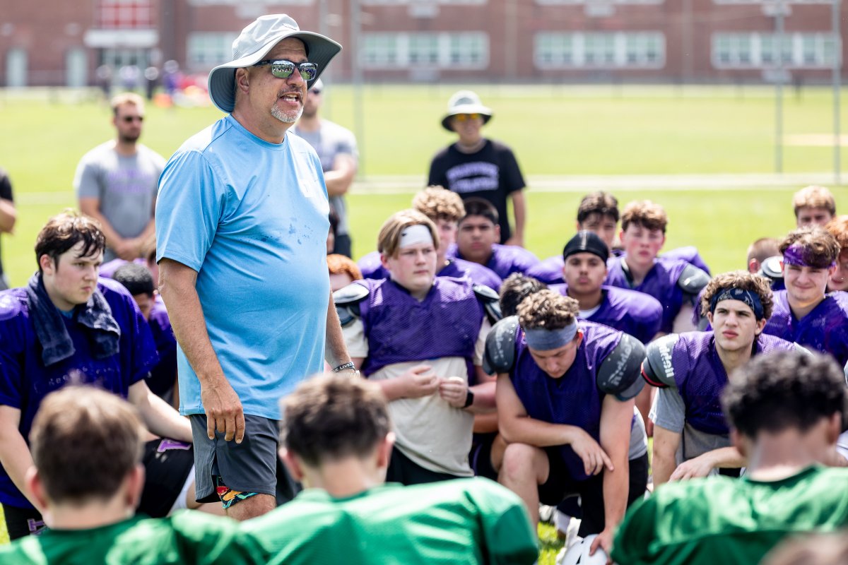 Orange County DA David Hoovler makes a visit to Camp of Champions delivering a message of support to the 300 football athletes on their journey to Fall Kick - off 2025.