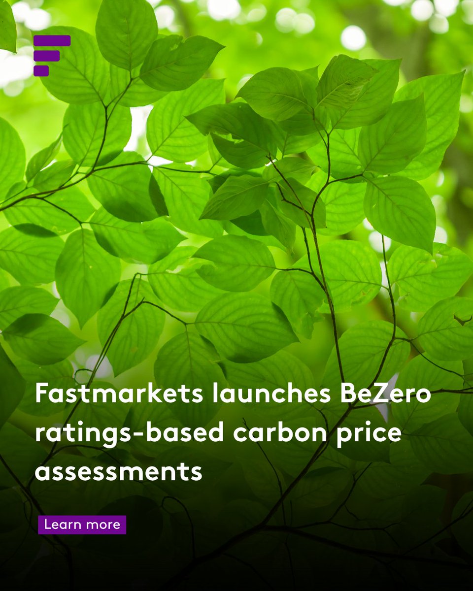 Fastmarkets (@fastmarkets) on Twitter photo Last week, Fastmarkets launched 12 new carbon price assessments based on <a href="/BeZeroCarbon/">BeZero Carbon</a>'s ratings.
Learn more:
fmrkts.com/45RQA2c
#Fastmarkets #CarbonMarkets #sustainability Last week, Fastmarkets launched 12 new carbon price assessments based on <a href="/BeZeroCarbon/">BeZero Carbon</a>'s ratings.
Learn more:
fmrkts.com/45RQA2c
#Fastmarkets #CarbonMarkets #sustainability