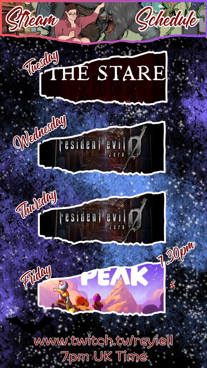 ☣️Reyiell ➡️New Game Plus☣️ (@reyiell) on Twitter photo We have a terrific week in front of us!
We will give a try to The Stare <a href="/FTrashcension/">Factory trashcension</a>
We try to escape a train in Resident Evil 0
And maybe climb a mountain with Peak <a href="/AggroCrabGames/">AGGRO CRAB 💥</a> <a href="/risu_chuu/">🌸Risu_Chuu🌸🔜Gamescom</a> <a href="/fox_spotter/">FoxSpotter</a>
#REBHFun <a href="/RE_Games/">Resident Evil</a> <a href="/CapcomEurope/">Capcom Europe</a> #firetoast #peak We have a terrific week in front of us!
We will give a try to The Stare <a href="/FTrashcension/">Factory trashcension</a>
We try to escape a train in Resident Evil 0
And maybe climb a mountain with Peak <a href="/AggroCrabGames/">AGGRO CRAB 💥</a> <a href="/risu_chuu/">🌸Risu_Chuu🌸🔜Gamescom</a> <a href="/fox_spotter/">FoxSpotter</a>
#REBHFun <a href="/RE_Games/">Resident Evil</a> <a href="/CapcomEurope/">Capcom Europe</a> #firetoast #peak