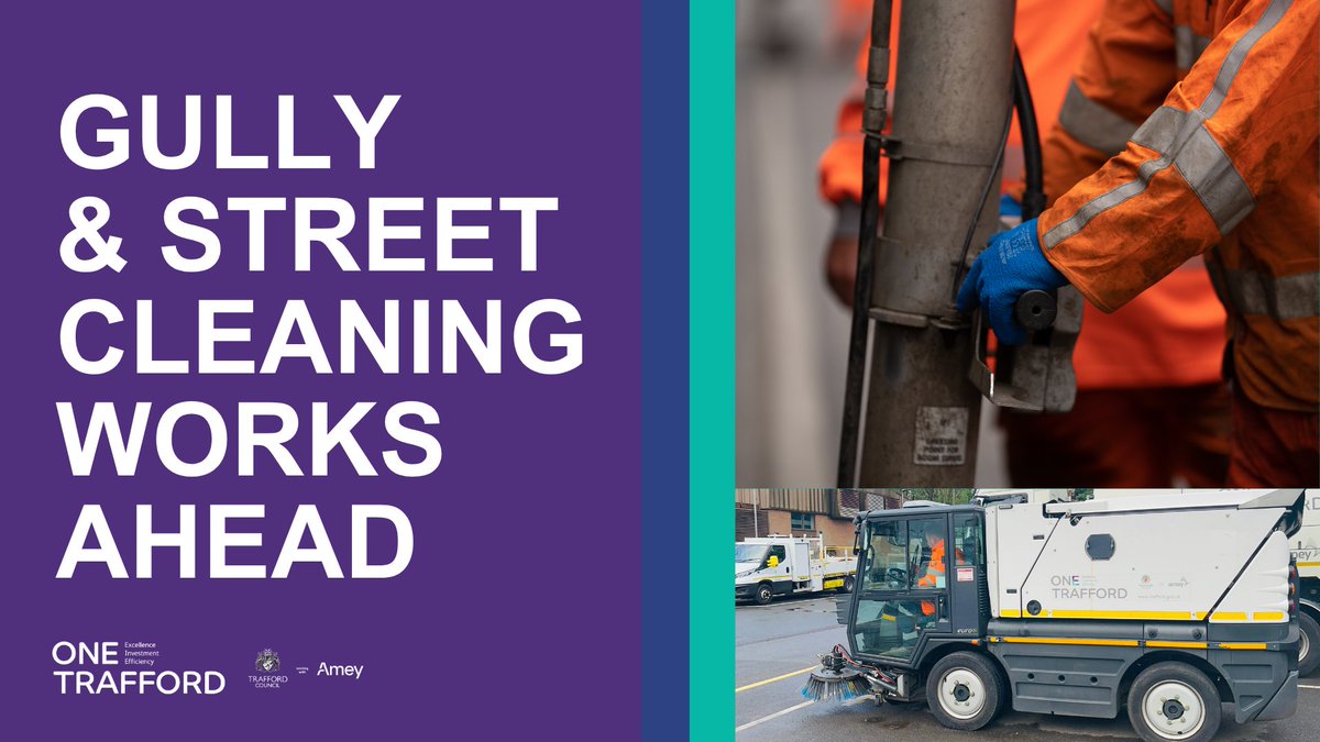 We’ll be carrying out gully cleaning and street cleansing on Victoria Rd and School Rd in Stretford &amp; Humphrey Park this Saturday, 12 July (weather permitting). Vehicles will be temporarily moved to allow access, and the roads will also be swept. More at: trafford.gov.uk/gullies