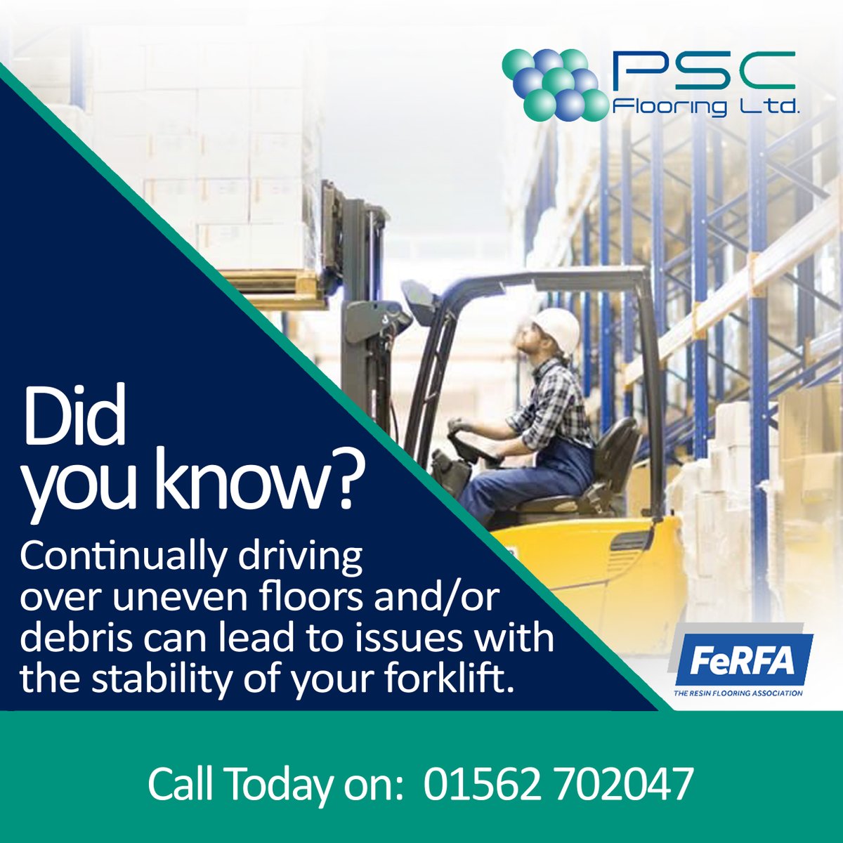 Did you know that continually driving over uneven floors and/or debris can lead to issues with the stability of your forklift? Read our blog on how to Keep On Trucking for more information bit.ly/4exDZTY
#PSCFlooring #warehouse #forklift #warehousespace