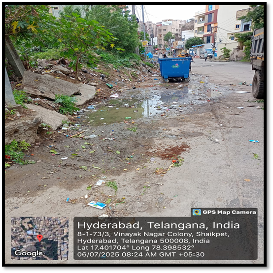 Dear Citizen,  
Your grievance has been addressed and resolved. As part of our continous efforts to enhance the waste management system, we have implemented measures aimed at creating a cleaner and more sustainable environment.
<a href="/GHMCOnline/">GHMC</a>
<a href="/ntdailyonline/">Namasthe Telangana</a>