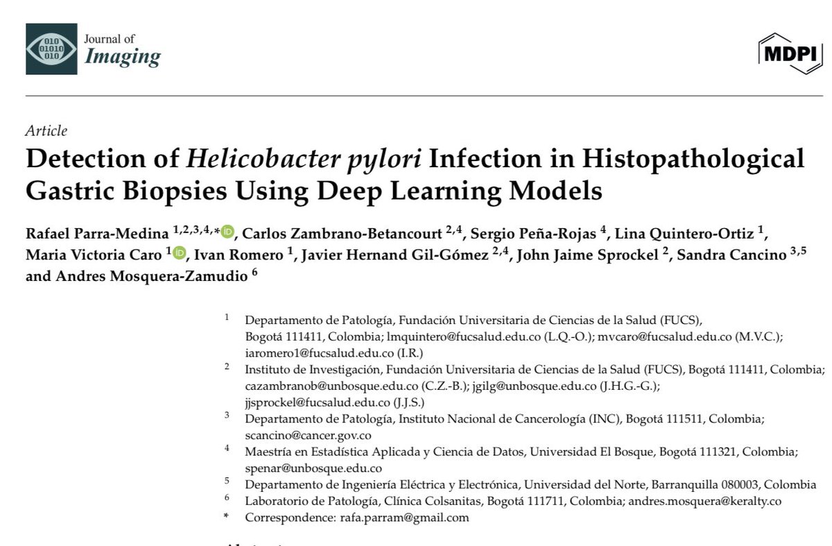 Rafael Parra-Medina (@rafa_p10) on Twitter photo Detection of Helicobacter pylori Infection in Histopathological Gastric Biopsies Using Deep Learning Models mdpi.com/3392696 #mdpijimaging vía <a href="/J_Imaging_MDPI/">J. Imaging</a> Detection of Helicobacter pylori Infection in Histopathological Gastric Biopsies Using Deep Learning Models mdpi.com/3392696 #mdpijimaging vía <a href="/J_Imaging_MDPI/">J. Imaging</a>