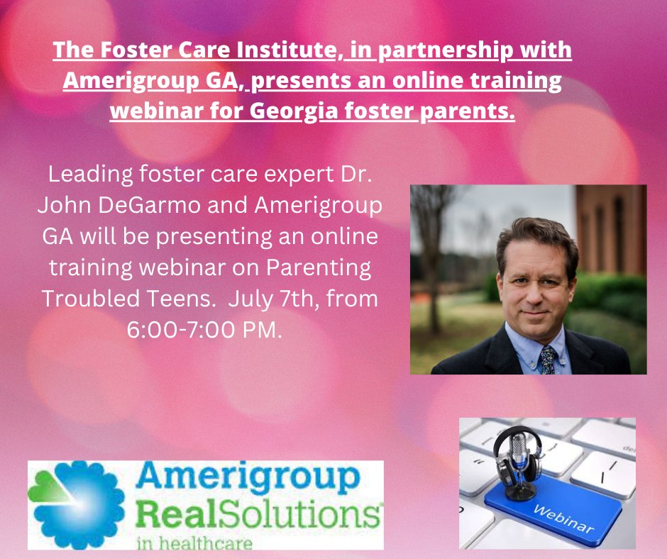 drjohndegarmo's tweet image. I am grateful to be the #keynote speaker tonight for this webinar on Parenting Troubled Teens for foster/adoptive parents in Georgia. Thanks to @Amerigroup GA for their partnership. #parenting #family #children #mentalhealth #fostercare #childwelfare #consultant