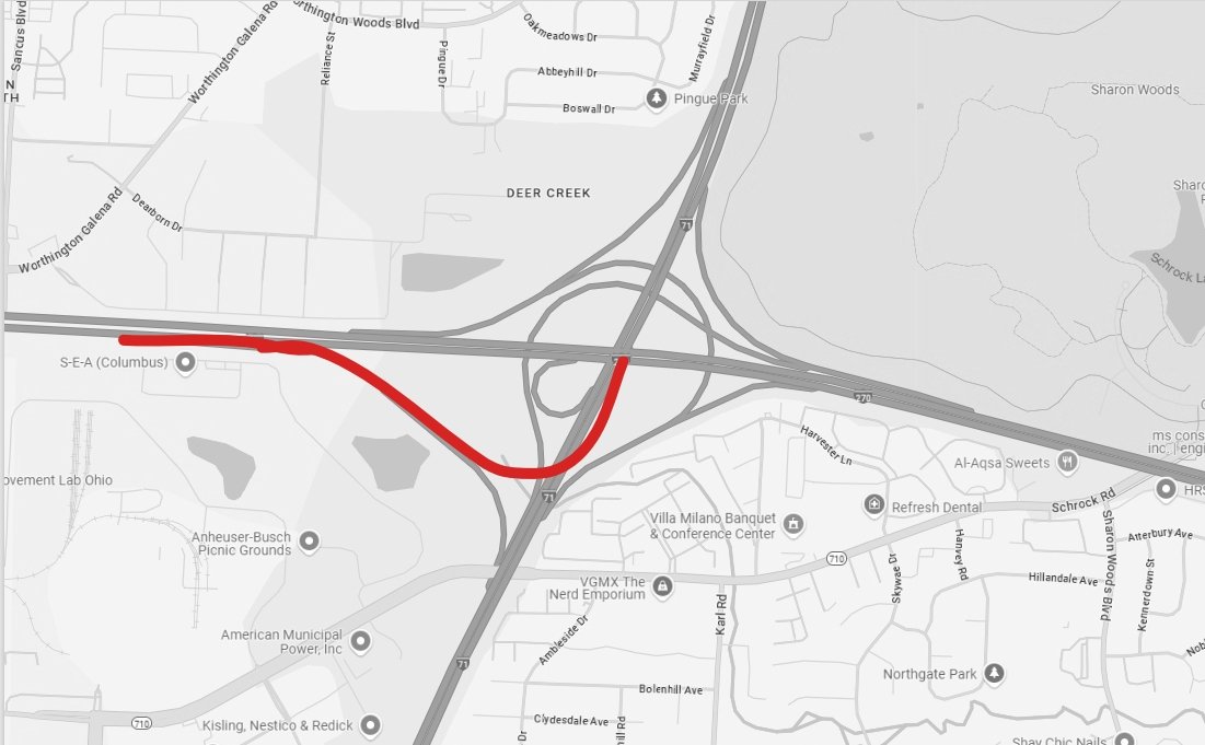 ODOT_Columbus's tweet image. Attention Franklin County! The I-270 eastbound ramp to I-71 northbound on the north side will close overnight (11 p.m. - 5 a.m.) Monday, July 7 and Tuesday, July 8.