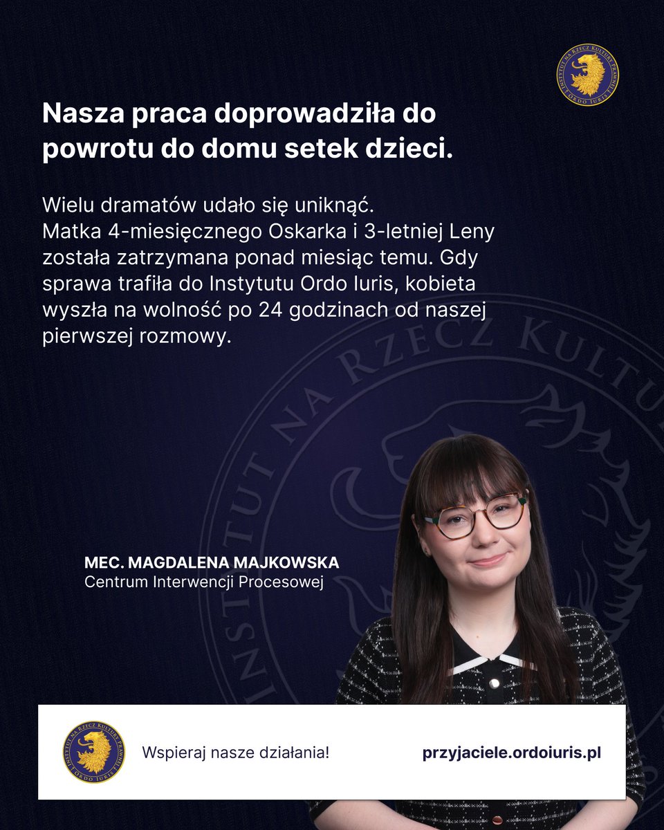Pani Magdalena może liczyć na naszą pomoc! Organy państwa doprowadzają do tragedii polskich rodzin 🛑

Czytaj więcej: ordoiuris.pl/komentarz/magd…

Wspieraj nasze działania, byśmy mogli jeszcze efektywniej bronić praw rodziców! przyjaciele.ordoiuris.pl