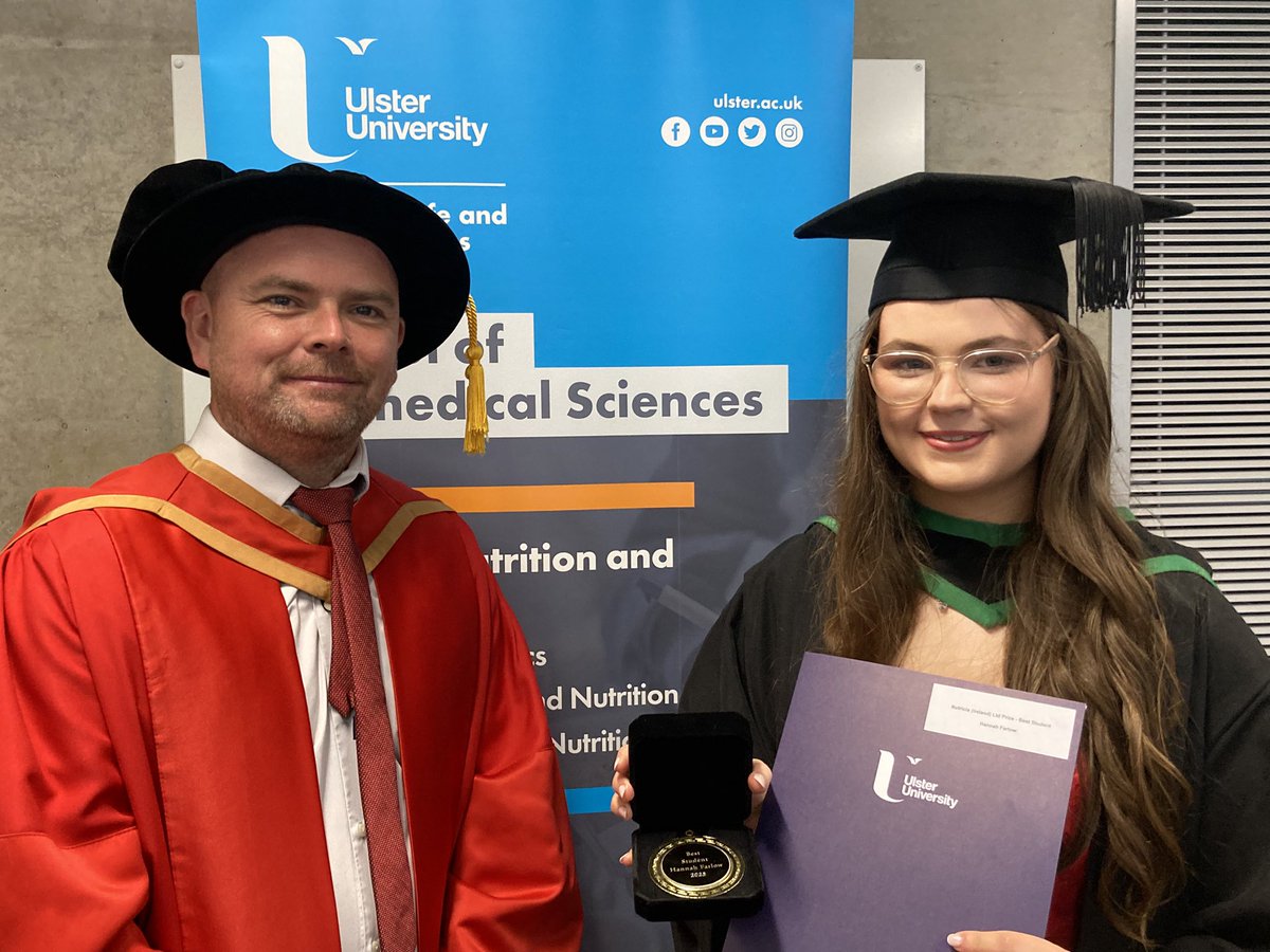 NICHE_ULSTER's tweet photo. 📣Congratulations to Hannah Farlow winner of the Nutricia (Ireland) Ltd Prize for Best student (BSc Hons Dietetics). #Classof2025 #ProudofUU #Futureisbright ⭐️🔬⭐️ https://t.co/f2vGvEjXp5