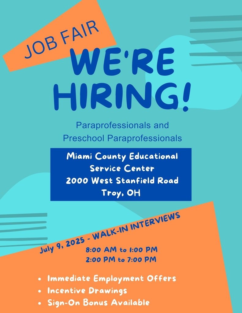 Stop by our July 9, 2025, Job Fair! We’re hiring paraprofessionals to work in school-aged and preschool settings. No appointment needed—just bring your resume, and explore openings for the upcoming school year. Take the first step toward a rewarding new opportunity!