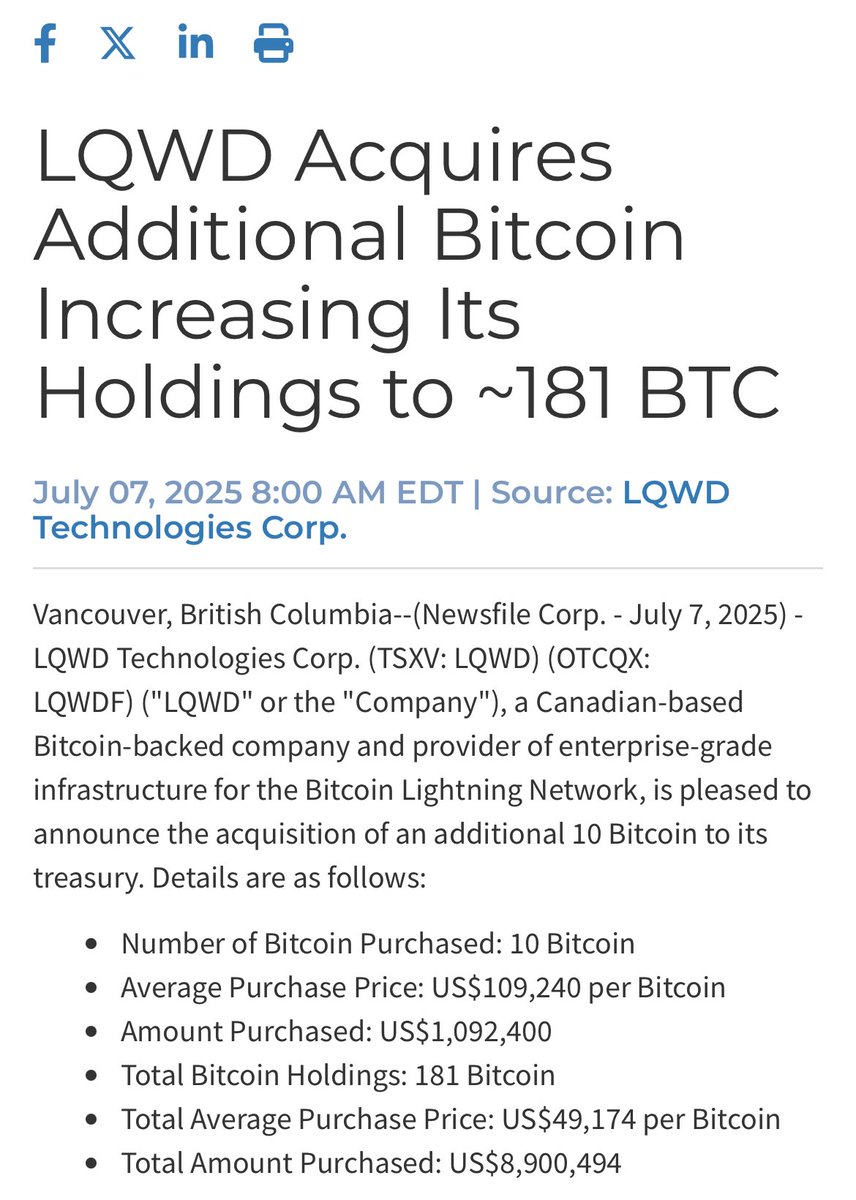 samcallah's tweet image. Monday mornings are for corporate Bitcoin buys. LQWD. ⚡️
