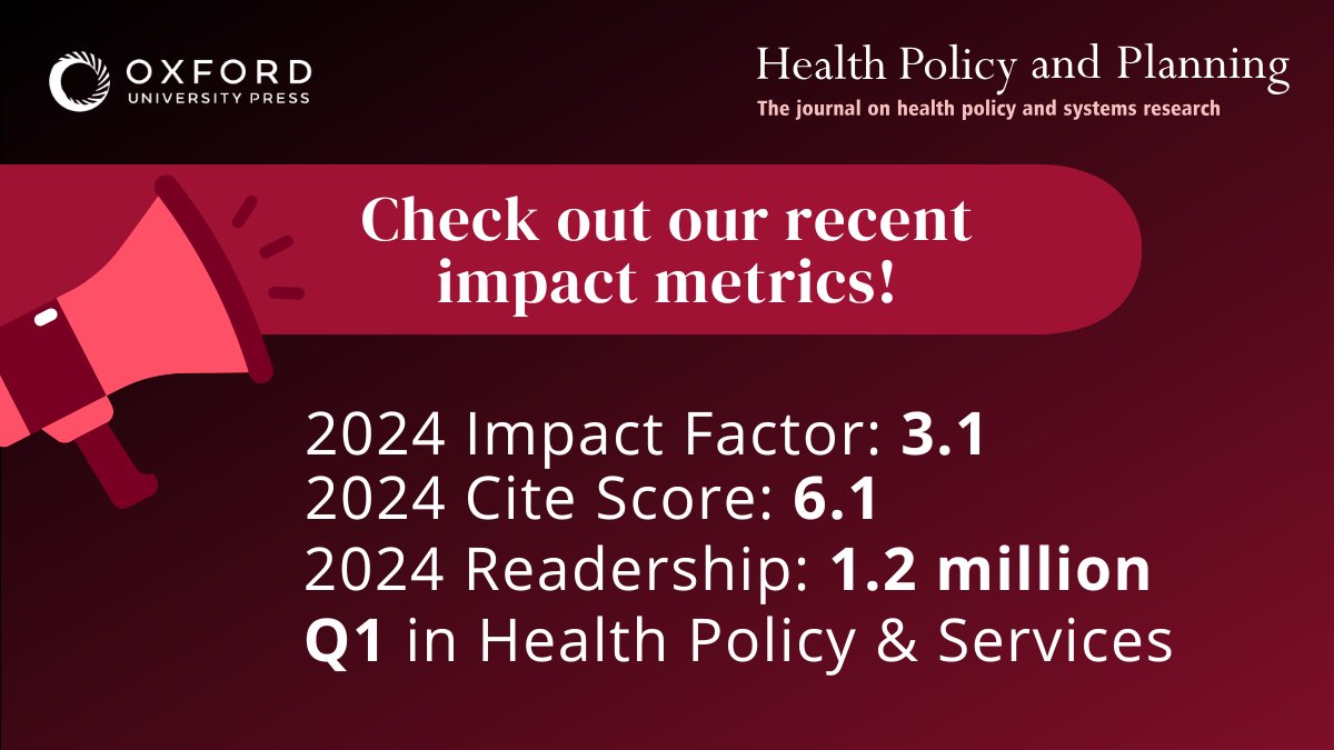 HPP_LSHTM's tweet image. Check out our recent metrics including our new impact factor of 3.1, Cite Score of 6.1 with over 1.2 million readers last year! 

Our latest issue is out now and available to read here bit.ly/4nSnC99
#openaccess