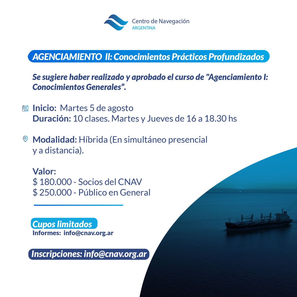 ➡️Nueva edición del Curso de "Agenciamiento II: Conocimientos Prácticos Profundizados".
 
🗓️Inicio: 5 de agosto
⏰Días y horarios: Martes y jueves de 16 a 18:30 horas
✍️Jornadas: 10 clases de 2,5 hs 
📌Duración total: 25 hs (5 semanas)
💻Modalidad híbrida