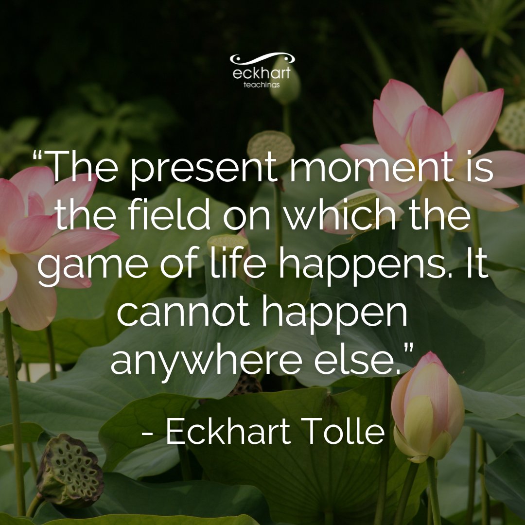 “The present moment is the field on which the game of life happens. It cannot happen anywhere else.” - Eckhart Tolle
