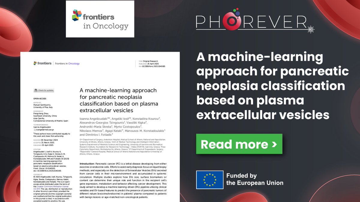 🤖🩺 𝗖𝗮𝗻 𝗮𝗿𝘁𝗶𝗳𝗶𝗰𝗶𝗮𝗹 𝗶𝗻𝘁𝗲𝗹𝗹𝗶𝗴𝗲𝗻𝗰𝗲 𝗵𝗲𝗹𝗽 𝗰𝗹𝗮𝘀𝘀𝗶𝗳𝘆 𝗽𝗮𝗻𝗰𝗿𝗲𝗮𝘁𝗶𝗰 𝘁𝘂𝗺𝗼𝗿𝘀 𝗺𝗼𝗿𝗲 𝗮𝗰𝗰𝘂𝗿𝗮𝘁𝗲𝗹𝘆?

A peer-reviewed study explores the combination of machine learning and plasma extracellular vesicle (EV) profiling to distinguish