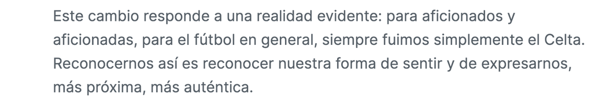 LaVitrina1923's tweet photo. Este párrafo es cuanto menos debatible. "Siempre fuimos simplemente el Celta"

Cánticos:

- "Ata o día no que morra RC Celta de Vigo"
- "RC Celta de Vigo lololololo"
- "RC Celta, hoxe imos a gañar..."
- "Ale RC Celta alé alé"

En esta era parece que hay que simplificarlo todo... https://t.co/kL1dlQX1HJ