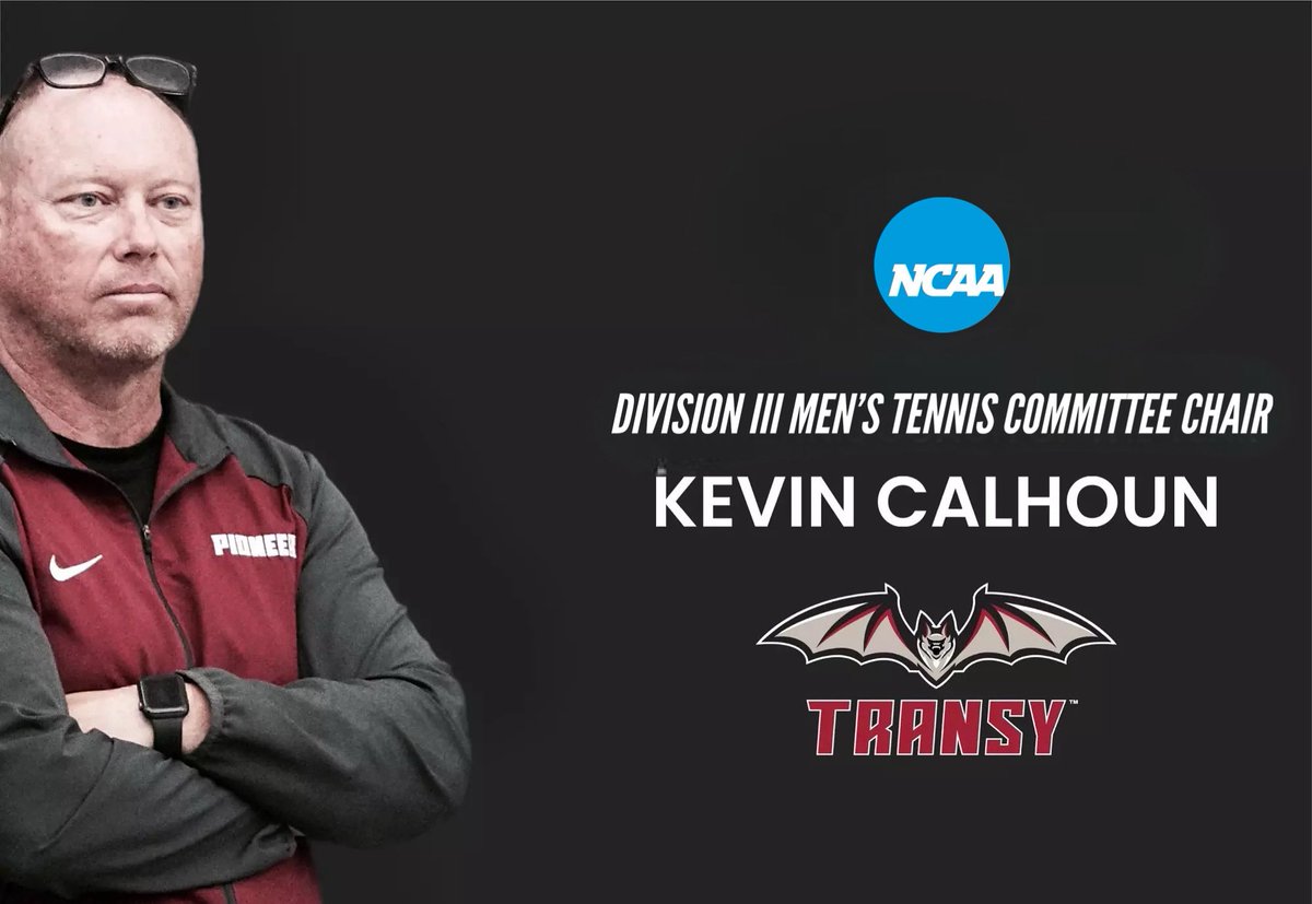 TransySports's tweet image. Kevin Calhoun has been appointed the Chair of the NCAA Division III Men&apos;s Tennis National Committee for the 2025-2026 academic year. Calhoun has served on the committee since September of 2022 and will complete his four year term in August of 2026. #FlyPios