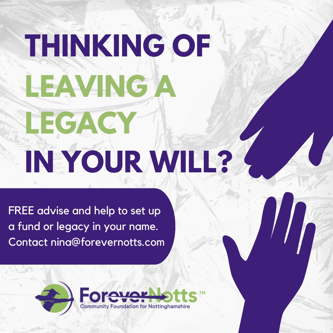 Forever Notts (@nottscommf) on Twitter photo We are experts in charitable giving and administer funds on behalf of companies, families and trusts. If you want to leave a legacy or set up a fund to support local causes please get in touch - email: nina@forevernotts.com or visit our website forevernotts.com/giving/ We are experts in charitable giving and administer funds on behalf of companies, families and trusts. If you want to leave a legacy or set up a fund to support local causes please get in touch - email: nina@forevernotts.com or visit our website forevernotts.com/giving/