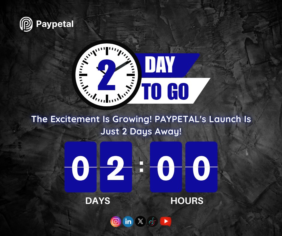 pay_petal's tweet image. 2️⃣ days to go! 🚀 PAYPETAL's launch is almost here! 💥 #PAYPETAL #2dayscountdown