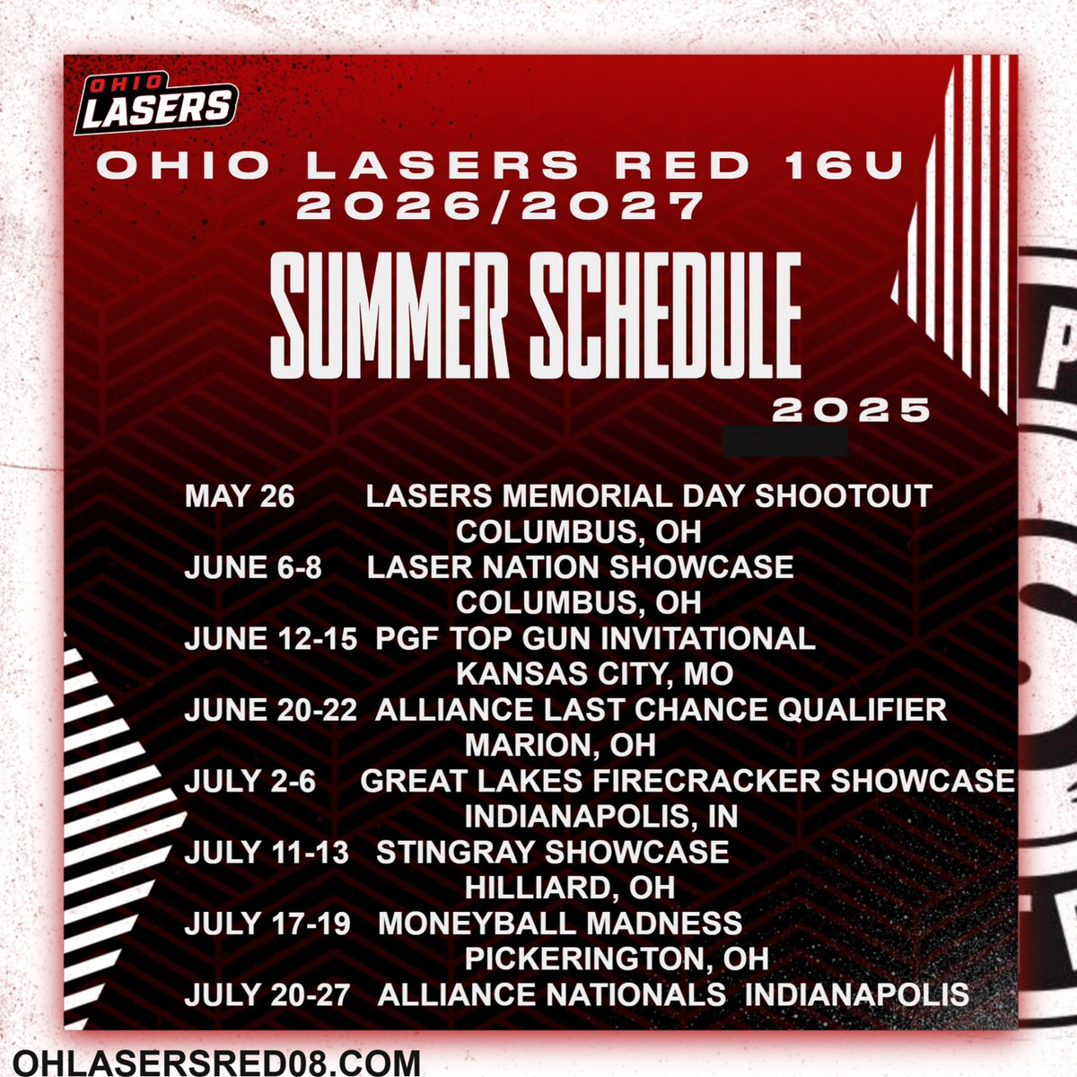 Ohio Lasers Red 16U is in need of a sub pitcher for Stingrays tournament due to a pitcher being out due to mono. Great exposure as we are in Power Pools. Successful sub opportunity could lead to invite to Alliance Nationals in Indy as our team earned a bid. Please email Head
