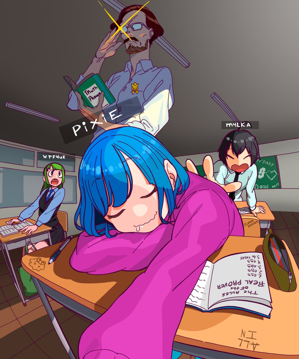 Gprove!🩵
The provers are having a class right now, I think they’re going over the main rules — but I’m pretty sure <a href="/pixnvm/">pix</a> fell asleep…
<a href="/SuccinctLabs/">Succinct</a> <a href="/0xCRASHOUT/">crashout</a> <a href="/m4lkxx/">m4lka</a> <a href="/wtf4uk/">wtf4uk</a>