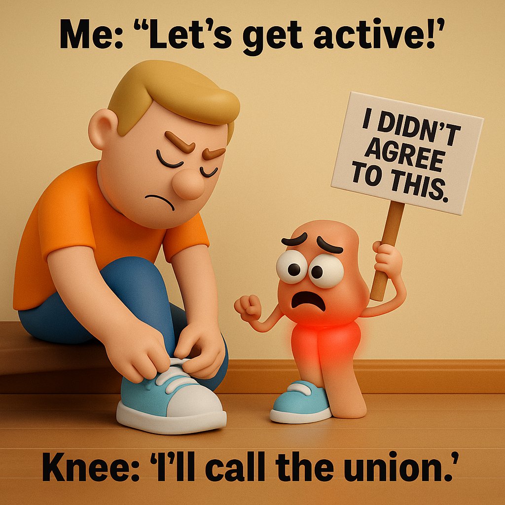 ItHurtscom's tweet image. 🏃 Me: “Time to get active and change my life!”
🪧 Knee: “Objection. We weren’t consulted.”
🎭 First step in, the drama begins…
🔗 Strike a deal with your knees → ithurts.com/best-reviewed-…

#KneePainRelief #JointPainStruggles #ChronicPainHumor #FunnyHealthMeme #ItHurtsButWeLaugh…