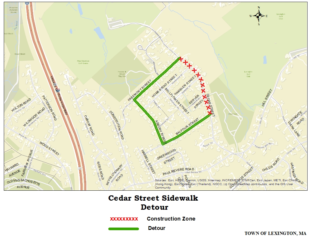 Cedar St SW project: road closure from Freemont to Balfour. Crews will be on this section of Cedar this week and move to the Mass Ave to Hill section next week. lexingtonma.gov/2007/Construct… lexingtonma.gov/265/Current-En… <a href="/LexpressBus/">Lexpress</a> <a href="/TownOfLexMA/">Town of Lexington, MA</a> <a href="/LexingtonPolice/">Lexington Police (MA)</a>