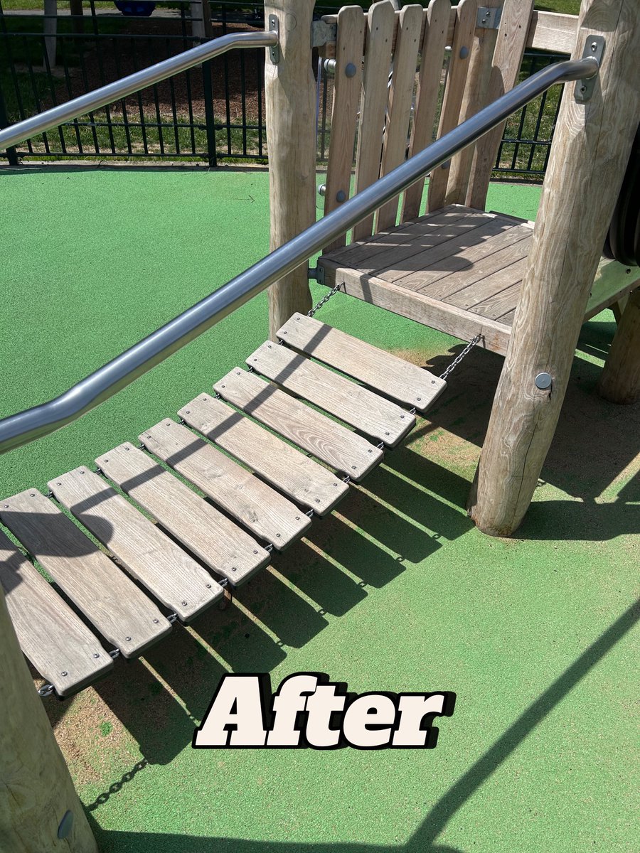 🛝 Gallops Playground Bridge Update 🛝 

I was contacted and told by the Council team that this broken bridge in the Gallops Playground would be fixed today and it was great to see that work has already been done.

A huge thank you to the Council team for their quick response to