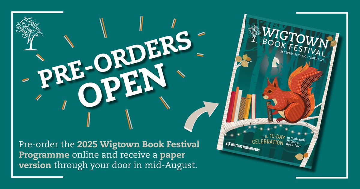 📣🥳Online pre-orders are now open for the 2025 Wigtown Book Festival Programme 🙌📣.
Order yours now and receive a paper version through your door in mid-August. Follow this link to order 👇
wigtownbookfestival.com/blog/pre-order…