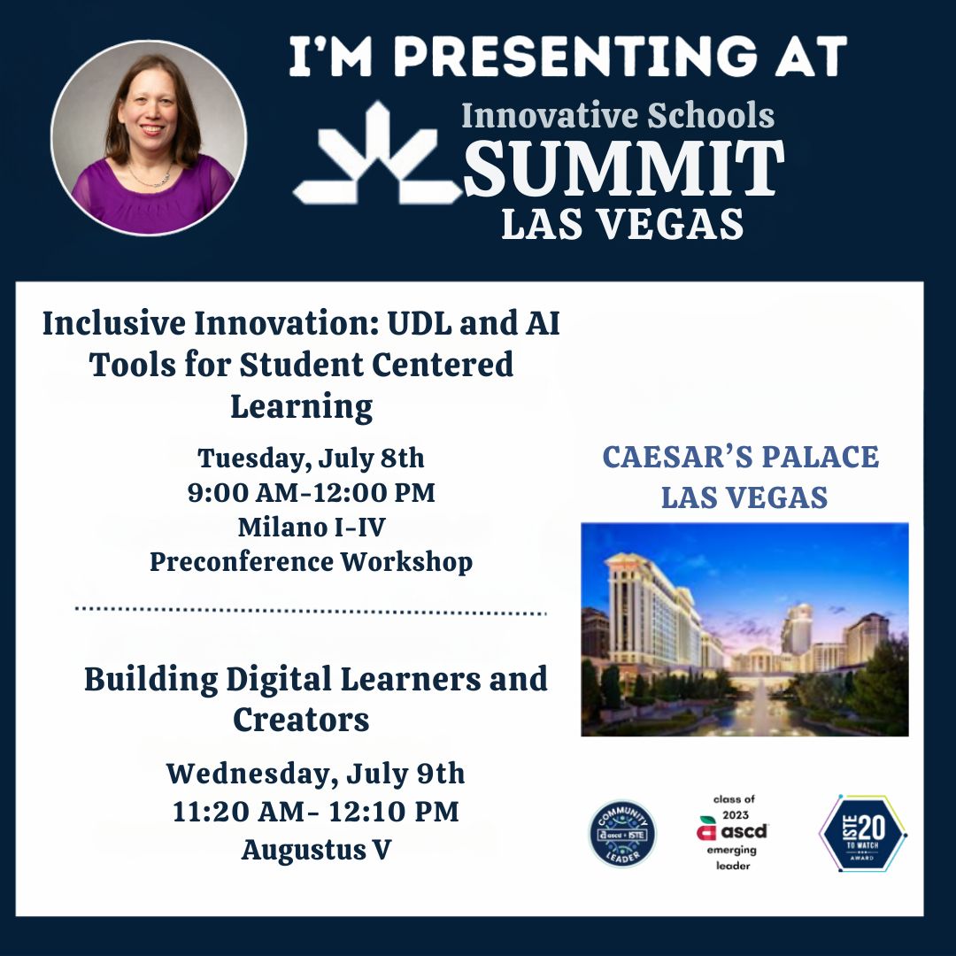 TannenbaumTech's tweet image. I&apos;m incredibly honored to share my passion for student-centered learning and educational technology at the  @AccuTrainK12  #InnovativeSchoolsSummit starting TOMORROW. 

I&apos;ll be hosting 2 sessions—a deep-dive preconference workshop &amp;amp;  a focused breakout session.