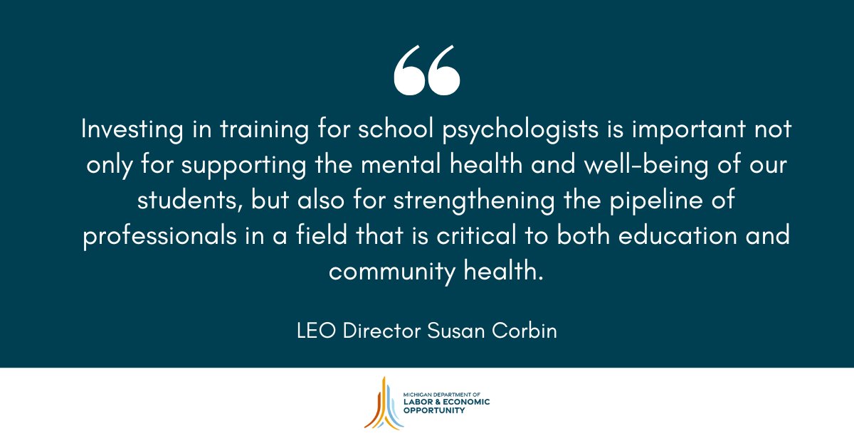 MichiganLEO's tweet image. ICYMI: Last week LEO awarded $1M, with $350,000 going to Andrews University and $650,000 to Western Michigan University to expand or launch a school psychologist training program, increasing the school psychologist workforce in Michigan.
Read the release: ow.ly/XyeF50Wlrw4